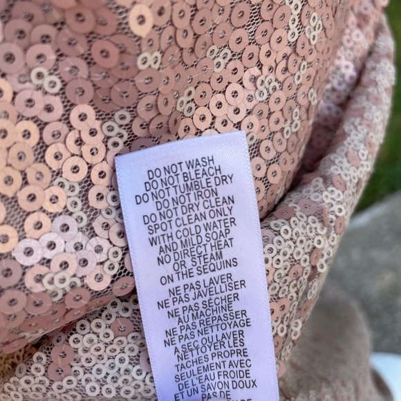 Adrianna Papell Ombre Sequin Column Gown Blush Ombre Short Sleeve V-Neck Size 10 - Picture 14 of 16